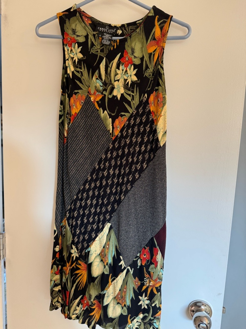 vintage Carole Little dress black floral size 4P